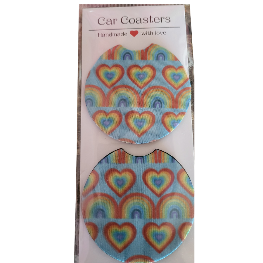 Heart Rainbow Pride Car Coaster